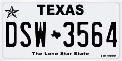 TX license plate DSW3564