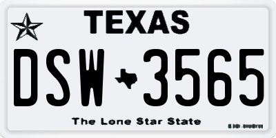 TX license plate DSW3565