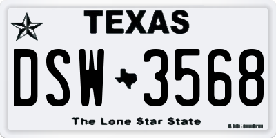 TX license plate DSW3568