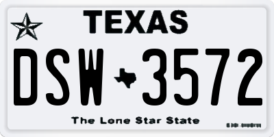 TX license plate DSW3572