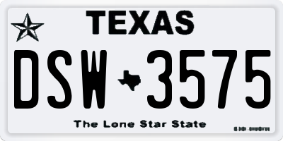 TX license plate DSW3575
