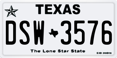 TX license plate DSW3576