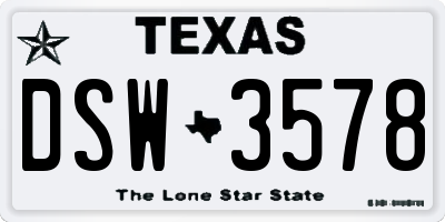 TX license plate DSW3578