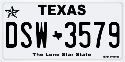 TX license plate DSW3579