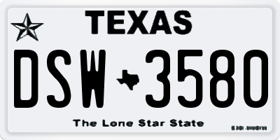 TX license plate DSW3580
