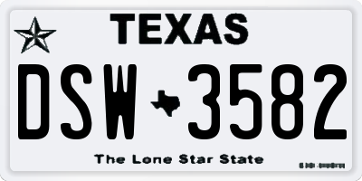 TX license plate DSW3582