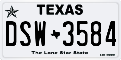 TX license plate DSW3584