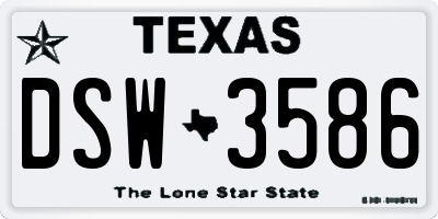 TX license plate DSW3586