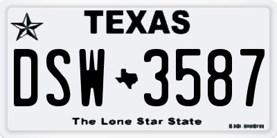 TX license plate DSW3587