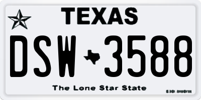 TX license plate DSW3588