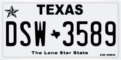 TX license plate DSW3589