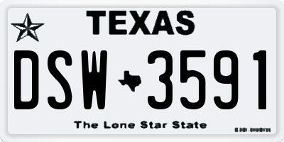 TX license plate DSW3591