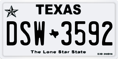 TX license plate DSW3592