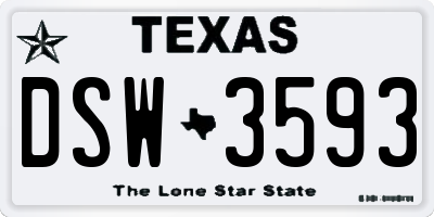 TX license plate DSW3593