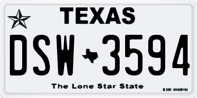 TX license plate DSW3594