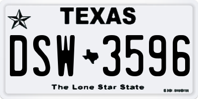 TX license plate DSW3596