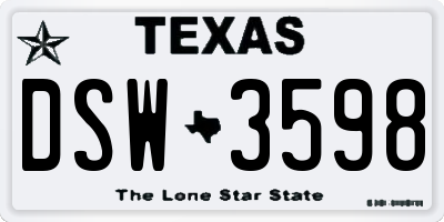 TX license plate DSW3598