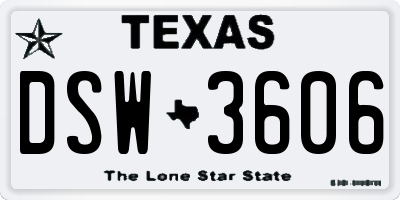 TX license plate DSW3606