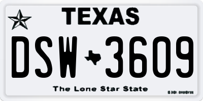 TX license plate DSW3609