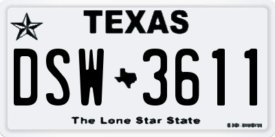 TX license plate DSW3611