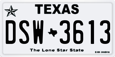 TX license plate DSW3613