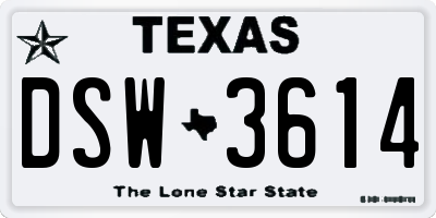 TX license plate DSW3614
