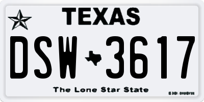 TX license plate DSW3617
