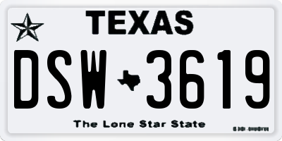 TX license plate DSW3619