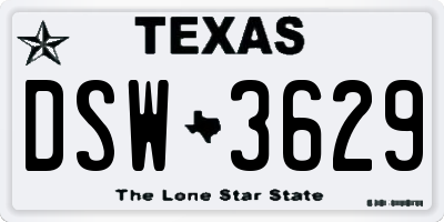 TX license plate DSW3629