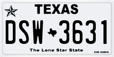 TX license plate DSW3631