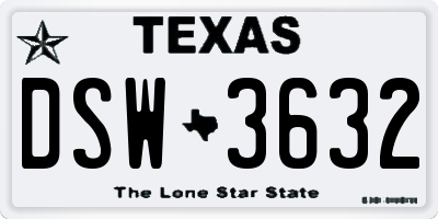 TX license plate DSW3632