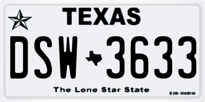 TX license plate DSW3633