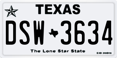 TX license plate DSW3634