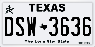 TX license plate DSW3636