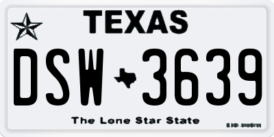 TX license plate DSW3639