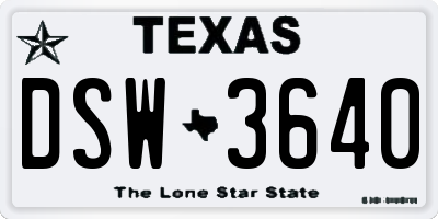 TX license plate DSW3640