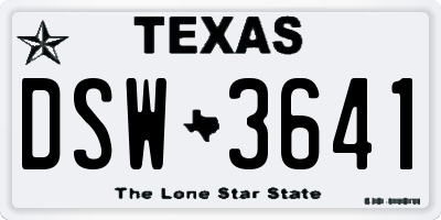 TX license plate DSW3641