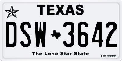 TX license plate DSW3642