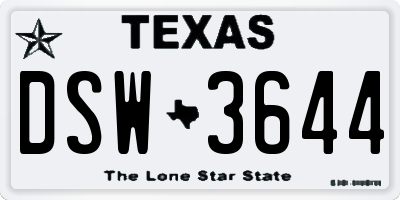 TX license plate DSW3644