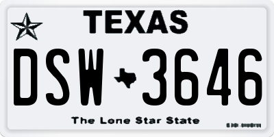 TX license plate DSW3646