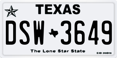 TX license plate DSW3649