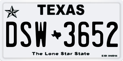 TX license plate DSW3652