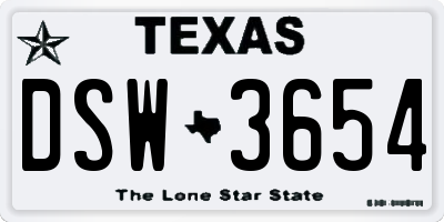 TX license plate DSW3654