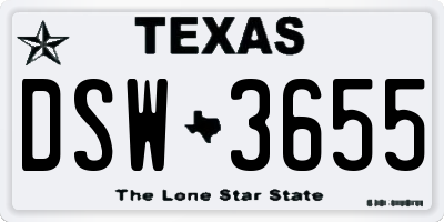 TX license plate DSW3655