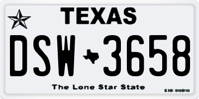 TX license plate DSW3658