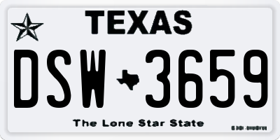TX license plate DSW3659