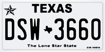 TX license plate DSW3660