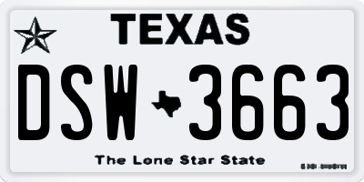 TX license plate DSW3663