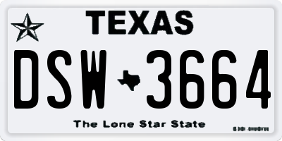 TX license plate DSW3664