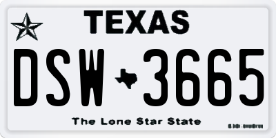 TX license plate DSW3665